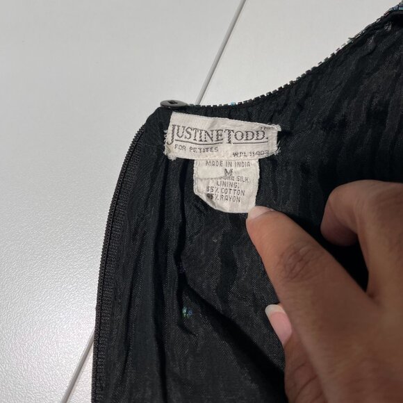 Black Iridescent Silk Sequin top - Picture 3 of 3